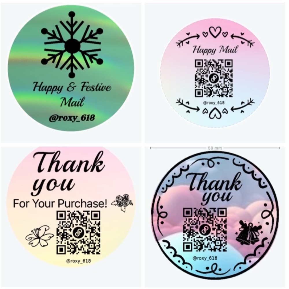 50 Custom Festive QR Personalized & Thank You Stickers NWT - Picture 1 of 6